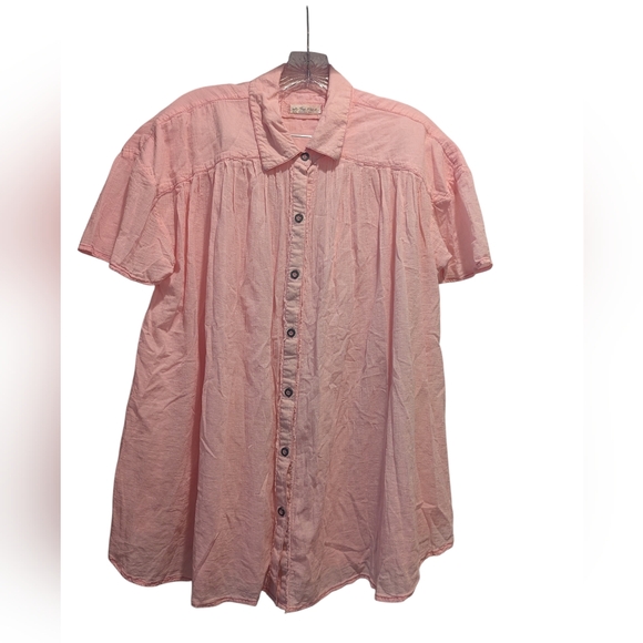 We The Free Tops - We the Free Soft Pink Float Away Gauzy Cotton Button Up Blouse Size Small EUC